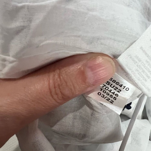 Ann Taylor White Blue Embroidered Ruffle Top Belted Knee Length Summer Dress S - Picture 11 of 11